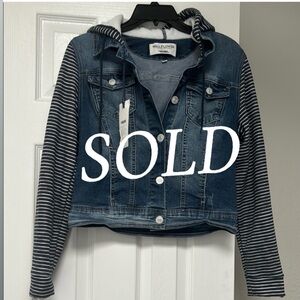 Wallflower Denim Jacket with Striped Sleeves